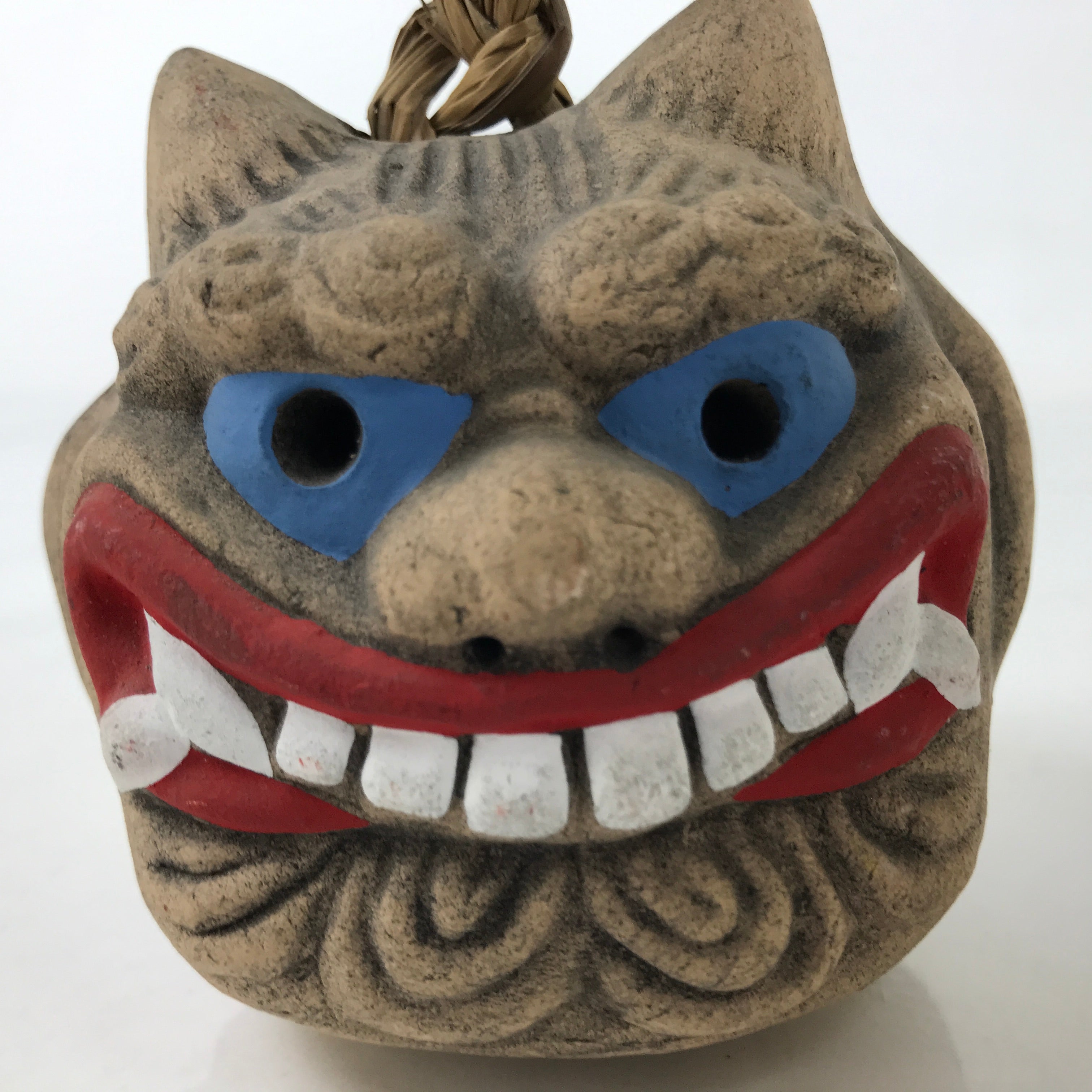 Japanese Clay Bell Dorei Vtg Tsuchi-Suzu Shishi Lion Brown Lucky Charm DR541