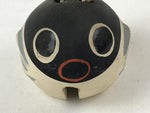 Japanese Clay Bell Dorei Vtg Tsuchi-Suzu Small Puffer Fish Fugu Black Blue DR509