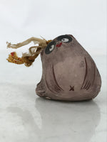 Japanese Clay Bell Dorei Vtg Tsuchi-Suzu Tanuki Raccoon Dog Brown Round DR594