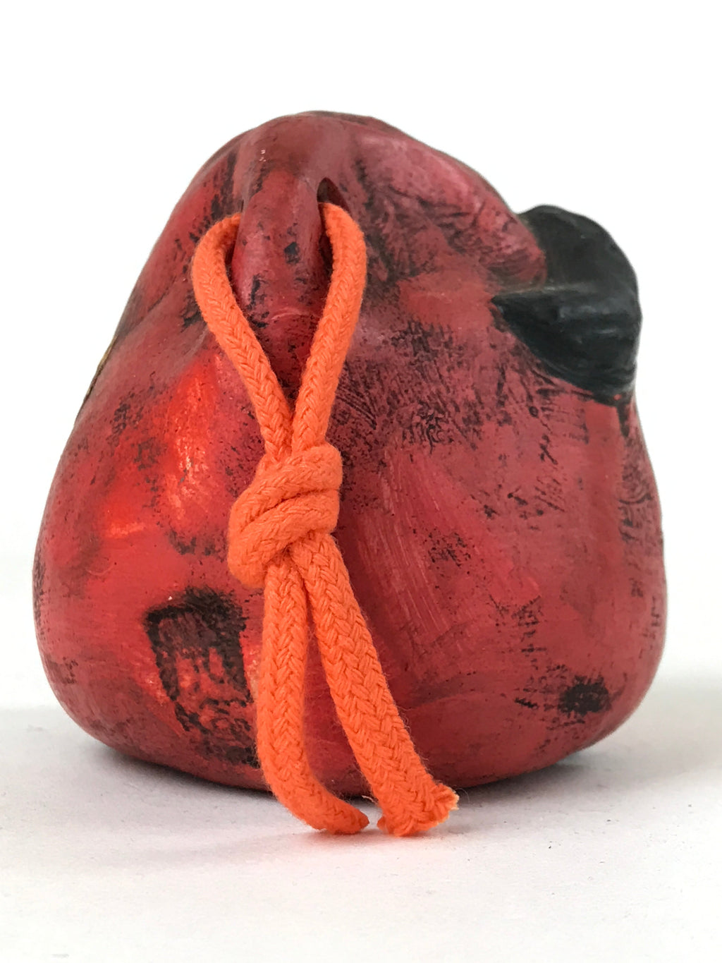 Japanese Clay Bell Dorei Vtg Tsuchi-Suzu Unique Daruma Red Black DR521