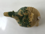 Japanese Clay Bell Dorei Vtg Tsuchi-Suzu Zodiac Animal Horse Green Ocher DR556