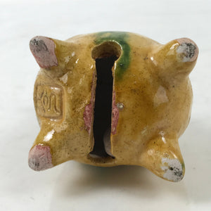 Japanese Clay Bell Dorei Vtg Tsuchi-Suzu Zodiac Animal Horse Green Ocher DR556