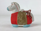 Japanese Clay Bell Dorei Vtg Tsuchi-Suzu Zodiac Animal Horse White Red DR505