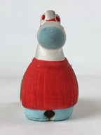 Japanese Clay Bell Dorei Vtg Tsuchi-Suzu Zodiac Animal Horse White Red DR505