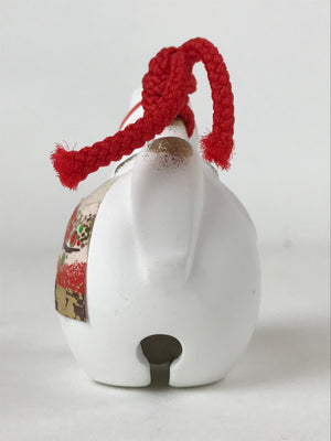 Japanese Clay Bell Dorei Vtg Tsuchi-Suzu Zodiac Animal Horse White Red DR517