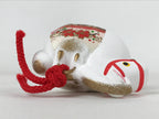 Japanese Clay Bell Dorei Vtg Tsuchi-Suzu Zodiac Animal Horse White Red DR517