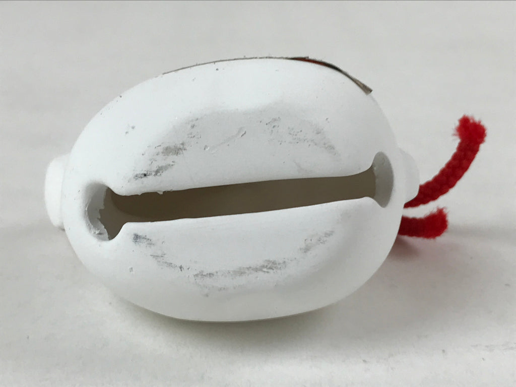 Japanese Clay Bell Dorei Vtg Tsuchi-Suzu Zodiac Animal Horse White Red DR517