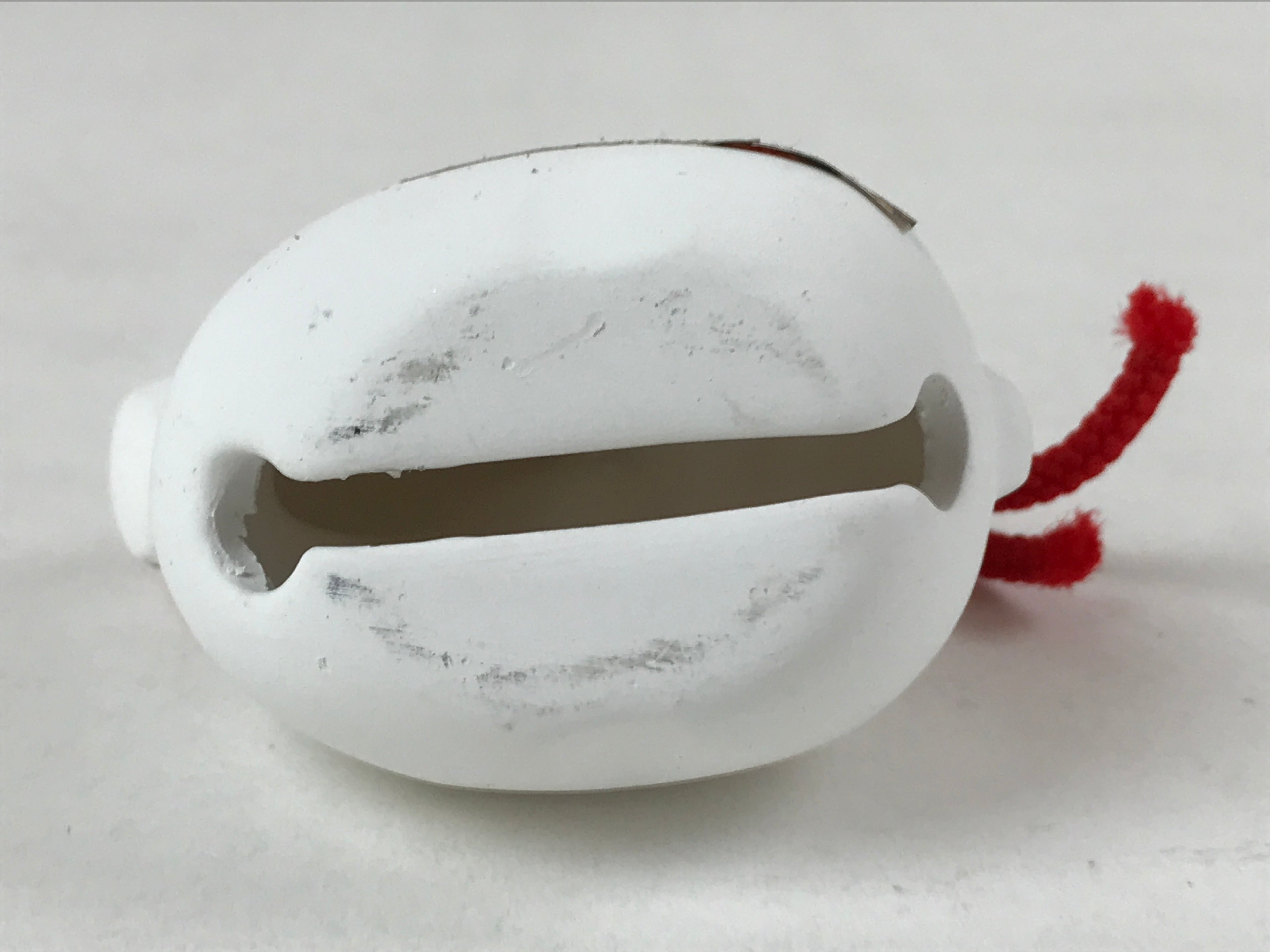 Japanese Clay Bell Dorei Vtg Tsuchi-Suzu Zodiac Animal Horse White Red DR517