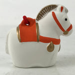 Japanese Clay Bell Dorei Vtg Tsuchi-Suzu Zodiac Animal Horse White Red DR560