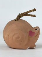 Japanese Clay Bell Dorei Vtg Tsuchi-Suzu Zodiac Animal Mouse Natural Brown DR519