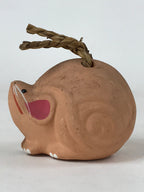 Japanese Clay Bell Dorei Vtg Tsuchi-Suzu Zodiac Animal Mouse Natural Brown DR519