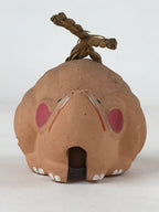 Japanese Clay Bell Dorei Vtg Tsuchi-Suzu Zodiac Animal Mouse Natural Brown DR519