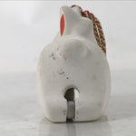 Japanese Clay Bell Dorei Vtg Tsuchi-Suzu Zodiac Animal Rabbit White Red DR557