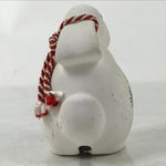 Japanese Clay Bell Dorei Vtg Tsuchi-Suzu Zodiac Animal Rabbit White Red DR558