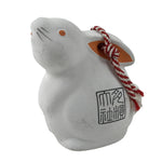 Japanese Clay Bell Dorei Vtg Tsuchi-Suzu Zodiac Animal Rabbit White Red DR558