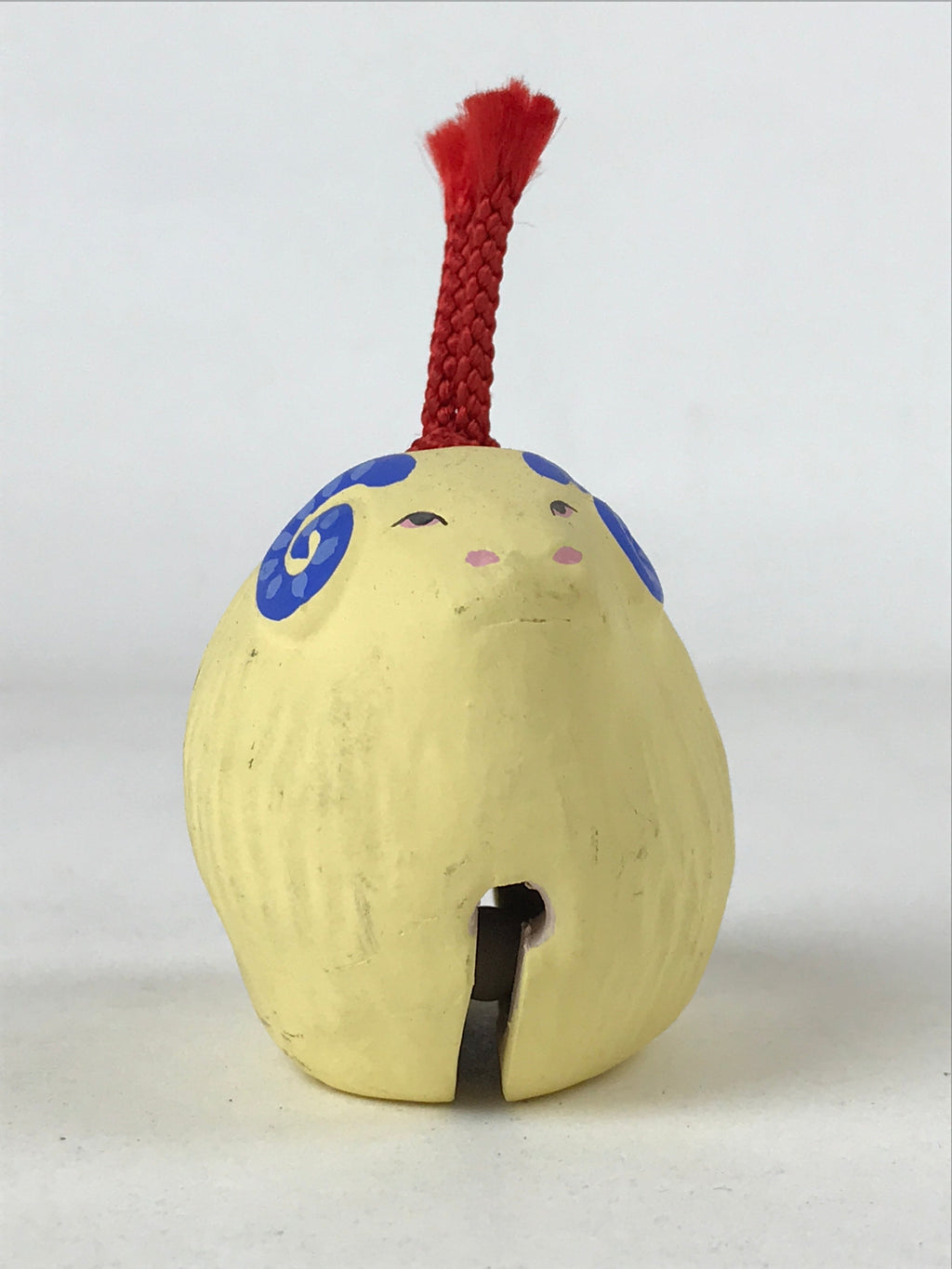 Japanese Clay Bell Dorei Vtg Tsuchi-Suzu Zodiac Animal Sheep Yellow Blue DR503