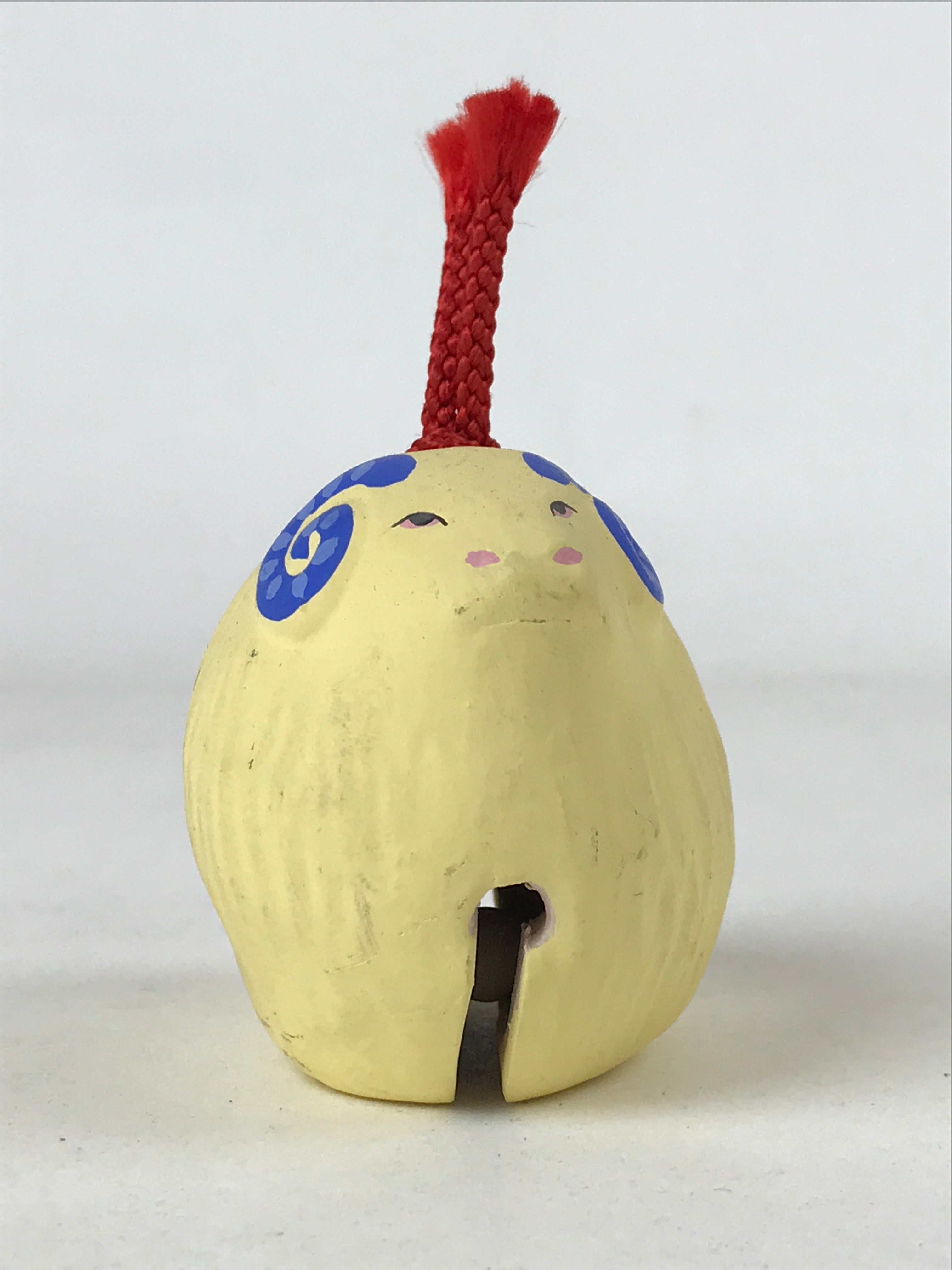 Japanese Clay Bell Dorei Vtg Tsuchi-Suzu Zodiac Animal Sheep Yellow Blue DR503