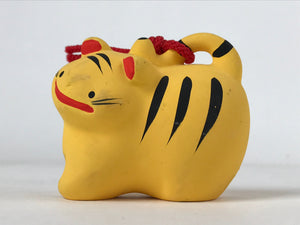 Japanese Clay Bell Dorei Vtg Tsuchi-Suzu Zodiac Animal Tiger Orange Red DR516