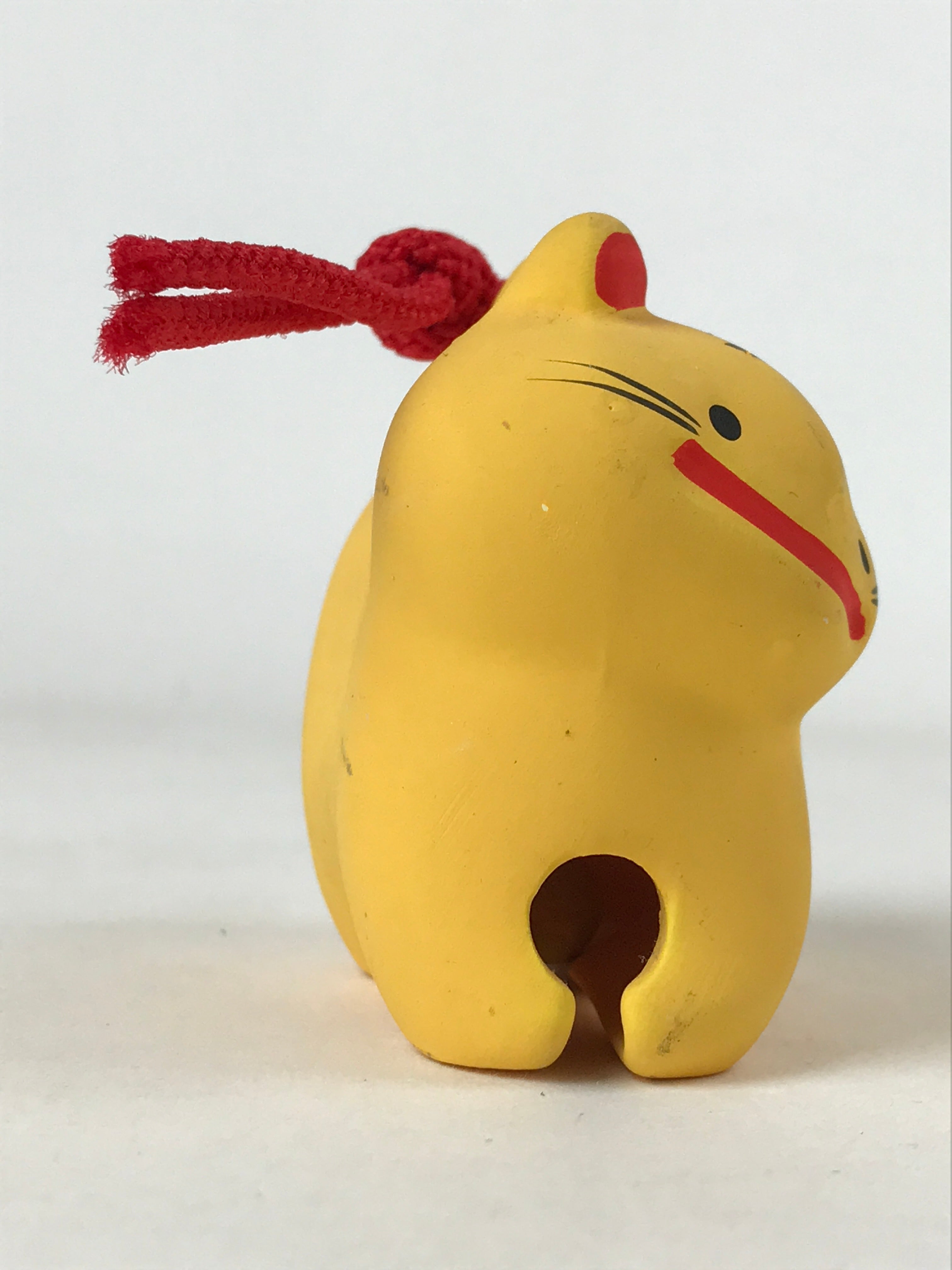 Japanese Clay Bell Dorei Vtg Tsuchi-Suzu Zodiac Animal Tiger Orange Red DR516