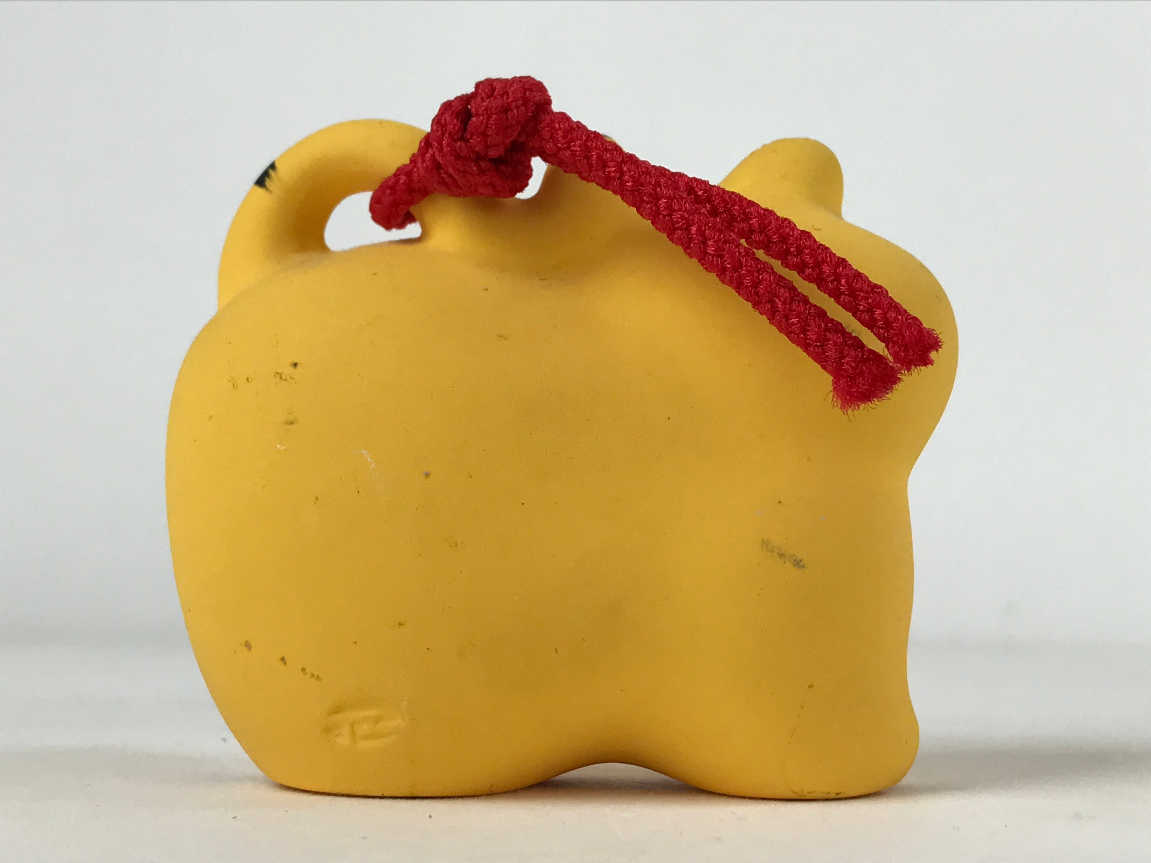 Japanese Clay Bell Dorei Vtg Tsuchi-Suzu Zodiac Animal Tiger Orange Red DR516