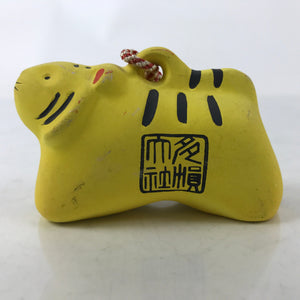 Japanese Clay Bell Dorei Vtg Tsuchi-Suzu Zodiac Animal Tiger Yellow Red DR544