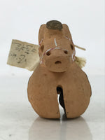 Japanese Clay Bell Dorei Vtg Tsuchi-Suzu Zodiac Horse Round Brown Cute DR589