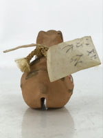 Japanese Clay Bell Dorei Vtg Tsuchi-Suzu Zodiac Horse Round Brown Cute DR589