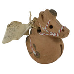 Japanese Clay Bell Dorei Vtg Tsuchi-Suzu Zodiac Horse Round Brown Cute DR589