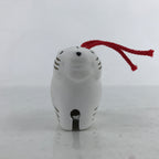 Japanese Clay Bell Dorei Vtg Tsuchi-Suzu Zodiac Tora Tiger Cute White Gold DR540