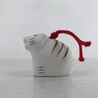 Japanese Clay Bell Dorei Vtg Tsuchi-Suzu Zodiac Tora Tiger Cute White Gold DR540