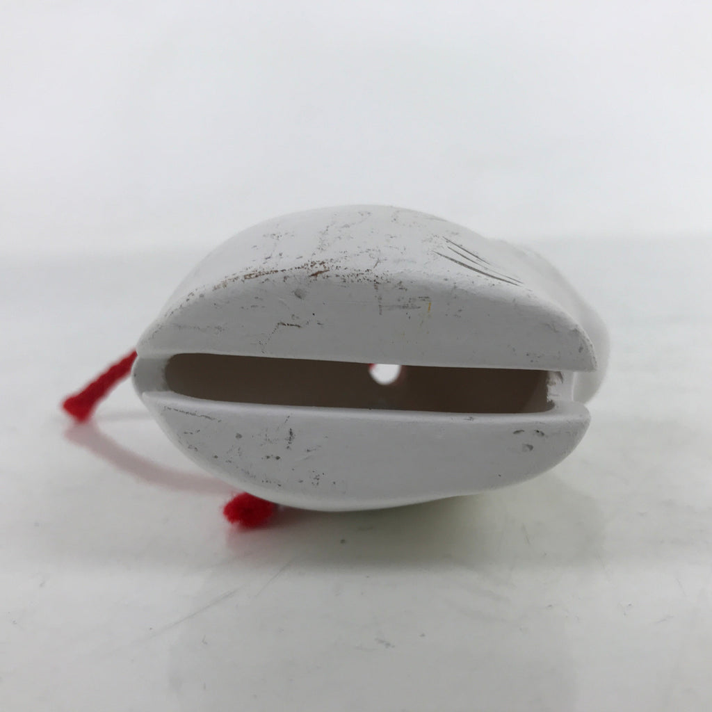 Japanese Clay Bell Dorei Vtg Tsuchi-Suzu Zodiac Tora Tiger Cute White Gold DR540