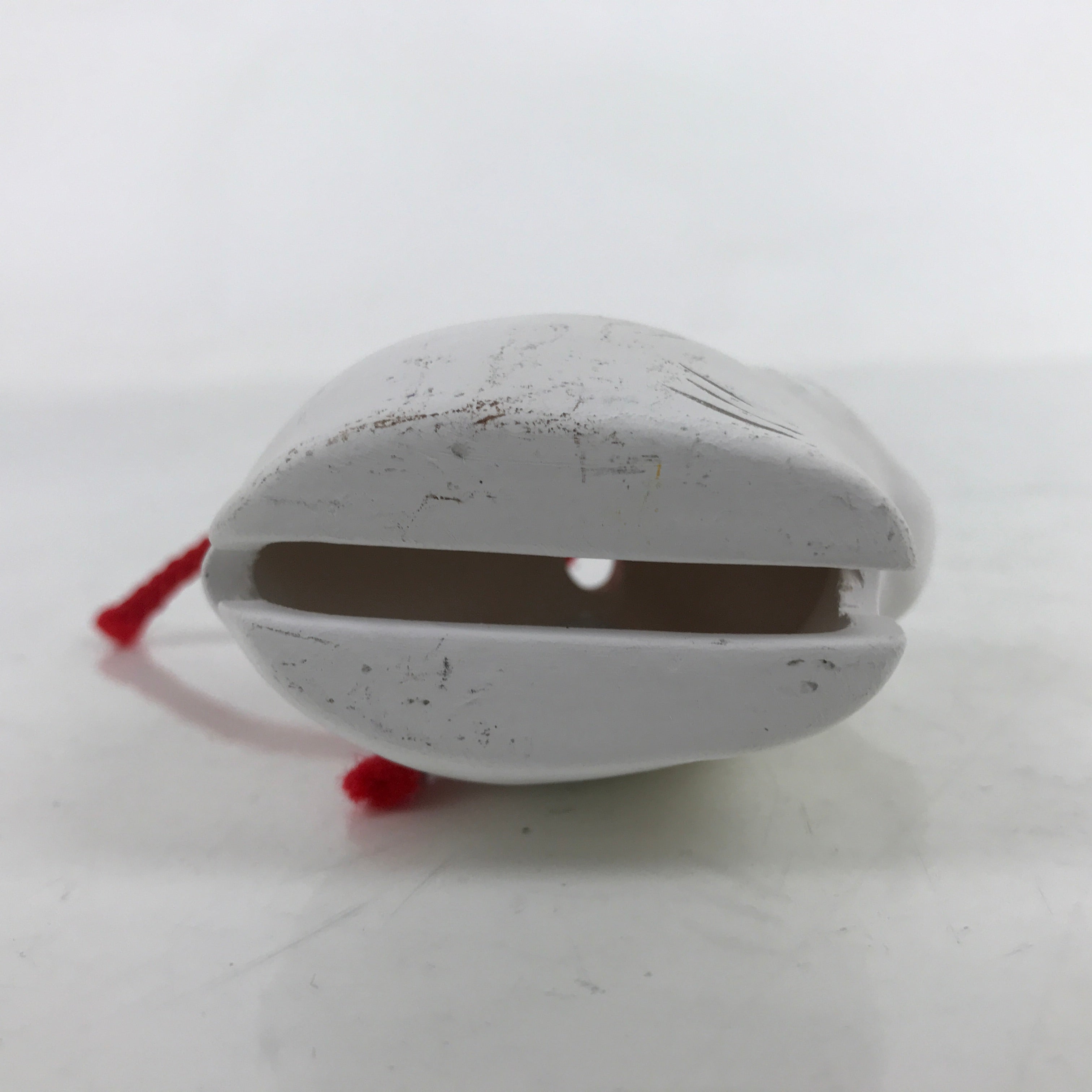 Japanese Clay Bell Dorei Vtg Tsuchi-Suzu Zodiac Tora Tiger Cute White Gold DR540