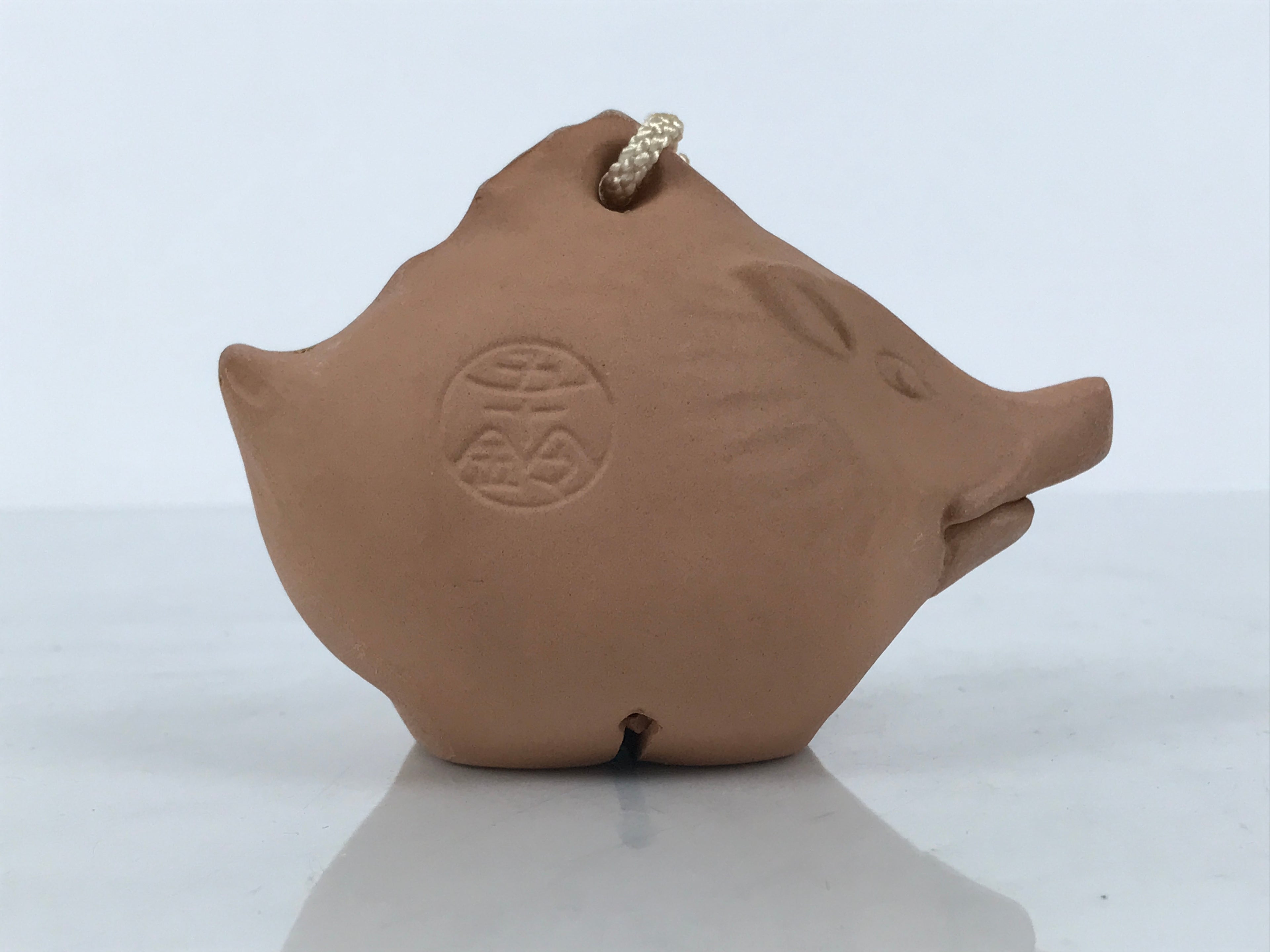 Japanese Clay Bell Dorei Wild Boar Vtg Tsuchi-Suzu Zodiac Animal Inoshishi DR684