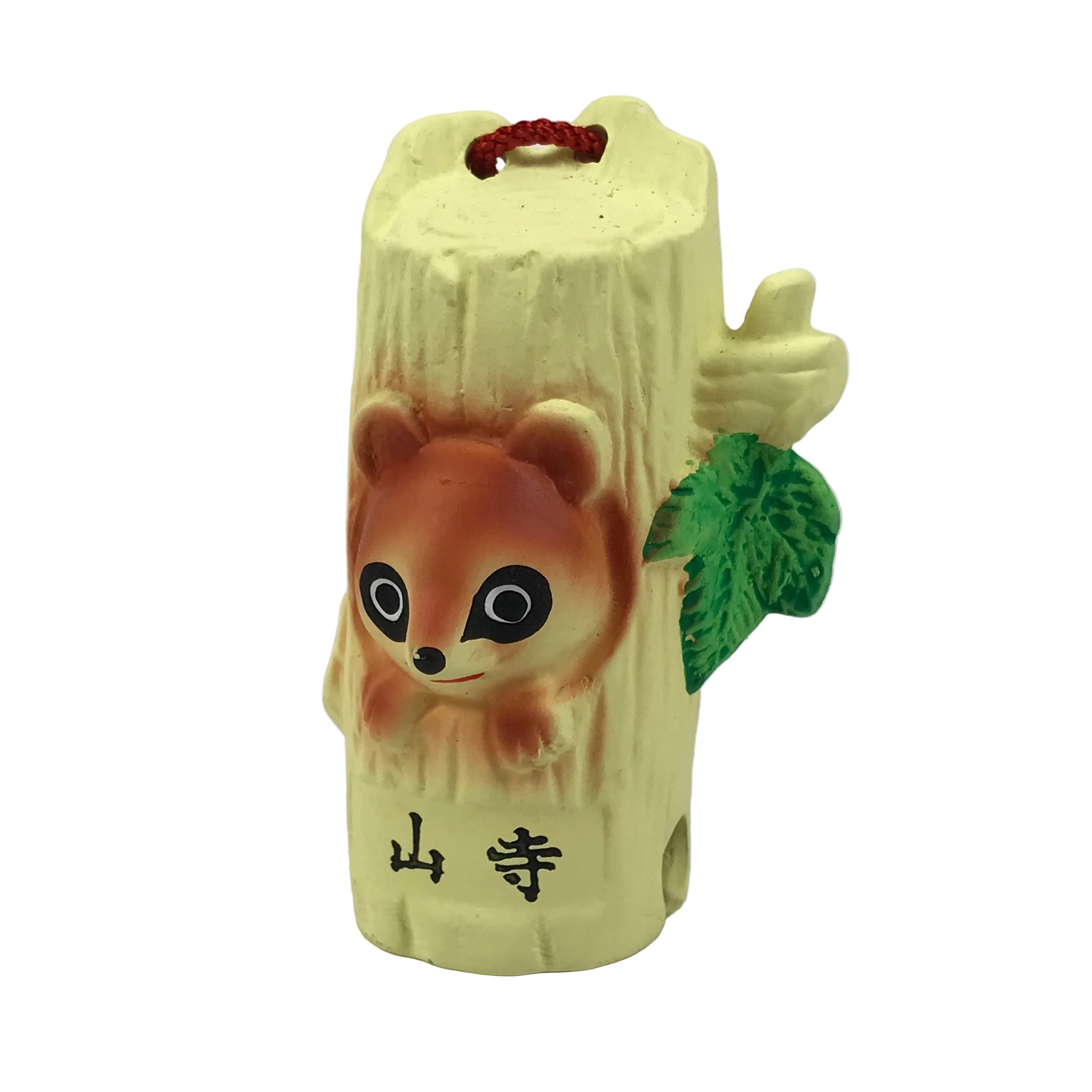 Japanese Clay Bell Dorei Yamadera Temple Vtg Tsuchi-Suzu Tanuki Yellow DR677