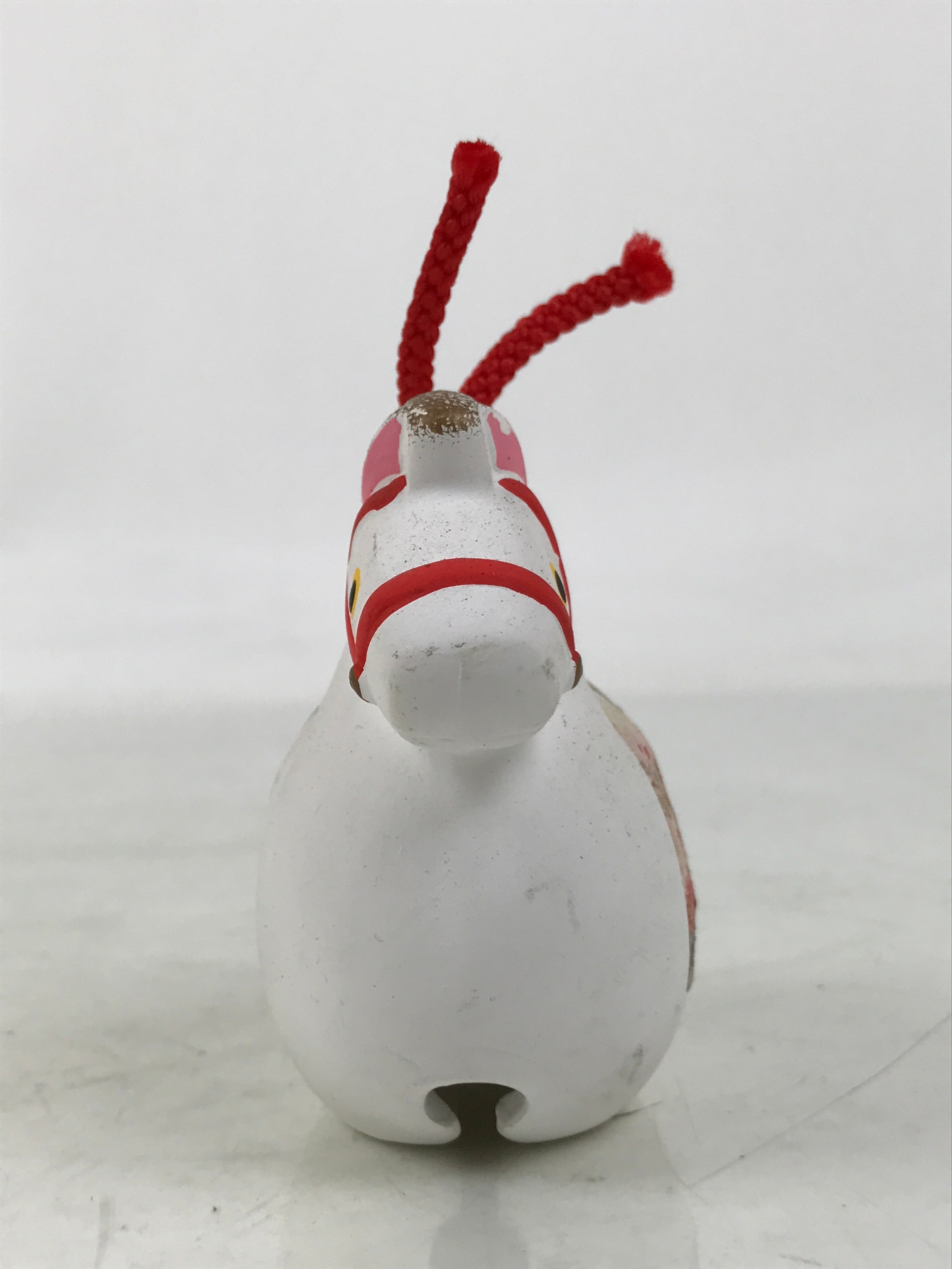 Japanese Clay Bell Zodiac Horse Dorei Vtg Tsuchi-Suzu Animal Uma White Red DR600
