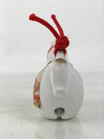 Japanese Clay Bell Zodiac Horse Dorei Vtg Tsuchi-Suzu Animal Uma White Red DR600