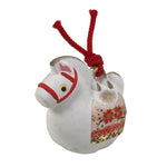 Japanese Clay Bell Zodiac Horse Dorei Vtg Tsuchi-Suzu Animal Uma White Red DR600