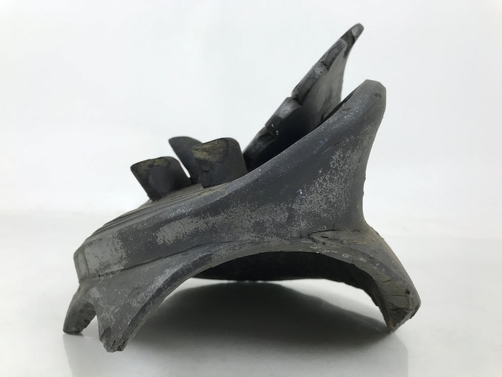 Japanese Clay Chrysanthemum Kawara Roof Tile Statue Vtg Ridge-End Flower ST59