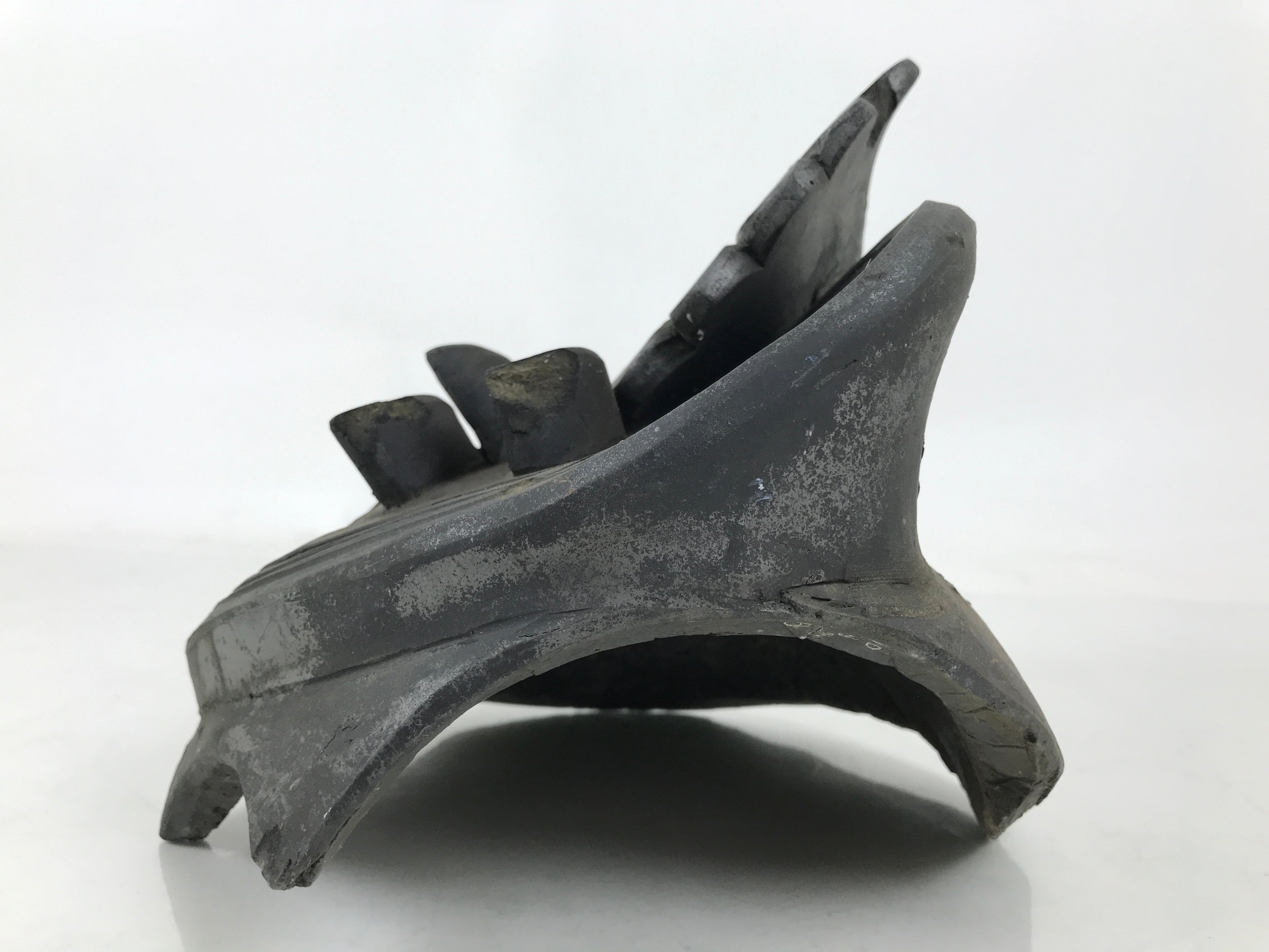 Japanese Clay Chrysanthemum Kawara Roof Tile Statue Vtg Ridge-End Flower ST59