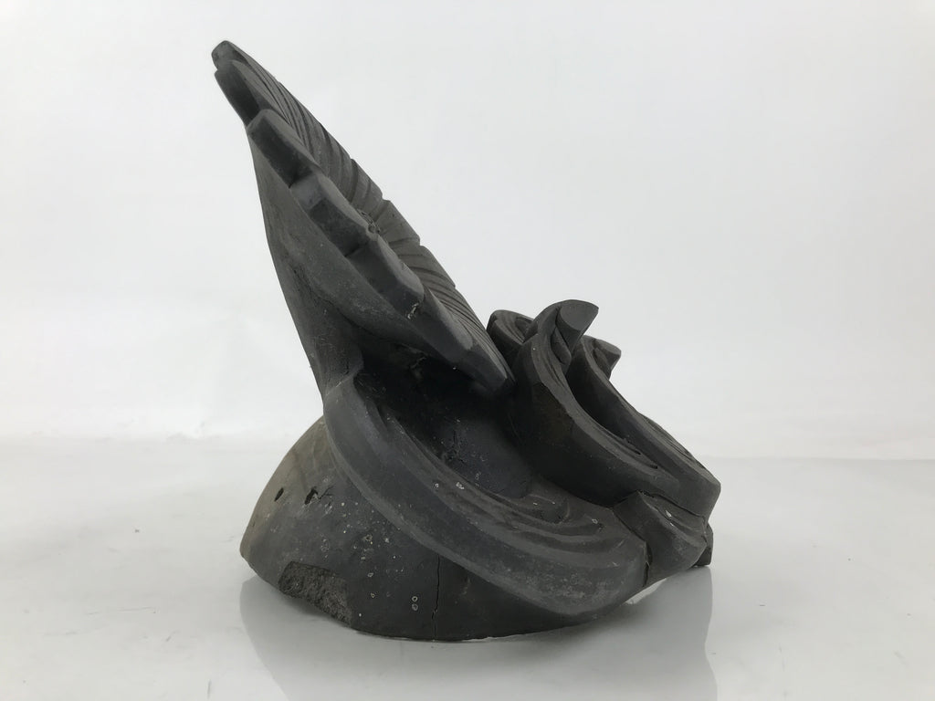 Japanese Clay Chrysanthemum Kawara Roof Tile Statue Vtg Ridge-End Flower ST59