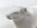 Japanese Clay Cow Figurine Vtg Zodiac Ushi Okimono Statue Decoration White ST74