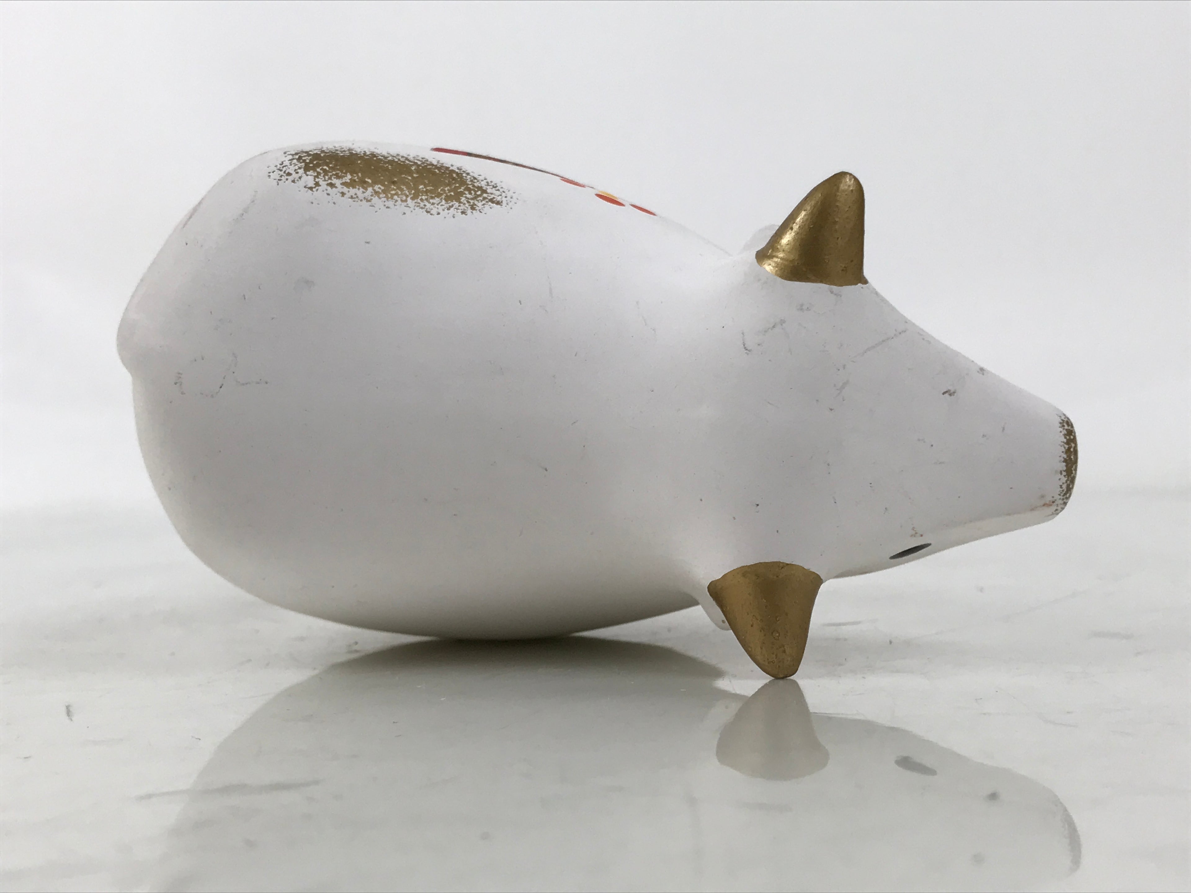Japanese Clay Cow Figurine Vtg Zodiac Ushi Okimono Statue Decoration White ST75