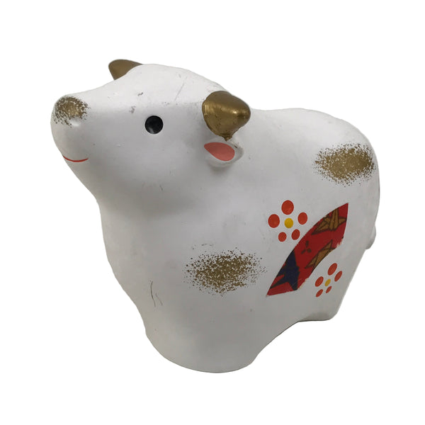 ZODIAC FIGURINE 2009 丑年   Japanese Ceramic Zodiac Sheep Figurine Set Vtg Hitsuji White