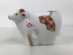 Japanese Clay Cow Figurine Vtg Zodiac Ushi Okimono Statue Decoration White ST76