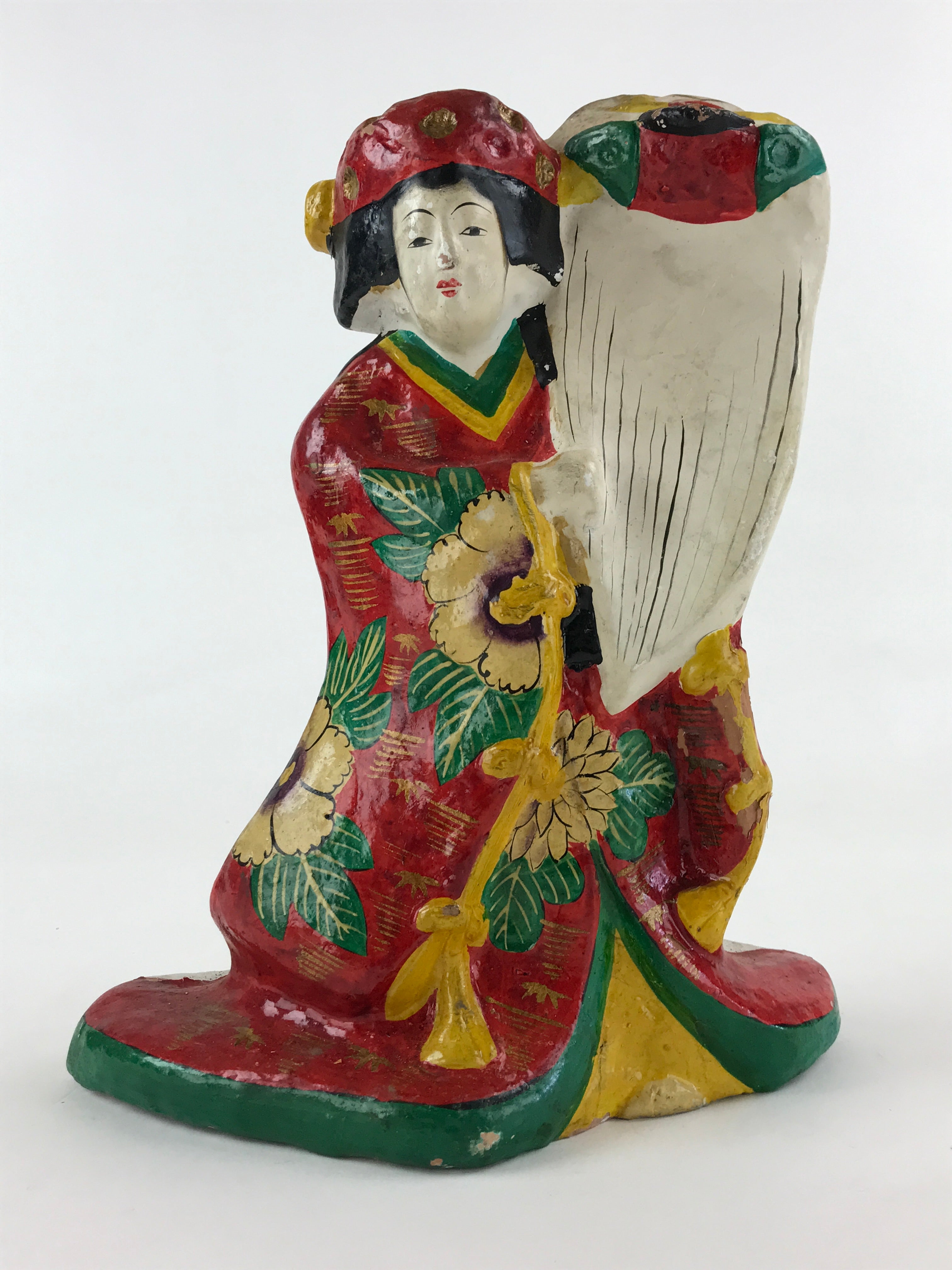 Japanese Clay Doll Tsuchi-Ningyo Vtg Traditional Handicraft Statue Geisha BD894