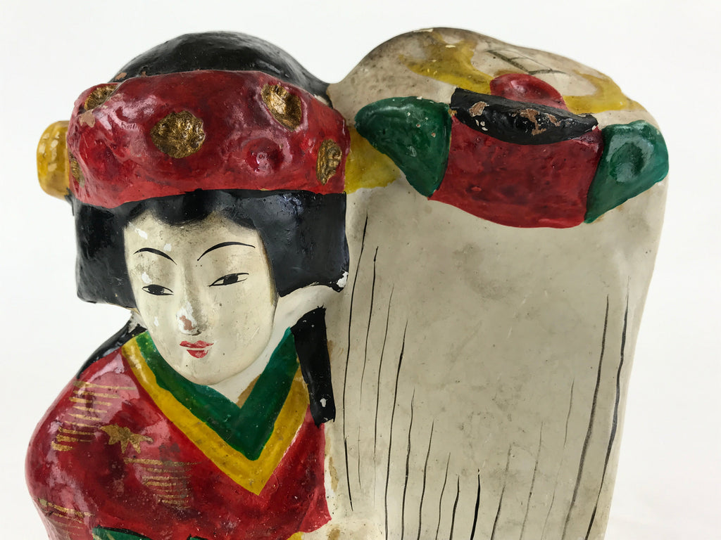 Japanese Clay Doll Tsuchi-Ningyo Vtg Traditional Handicraft Statue Geisha BD894