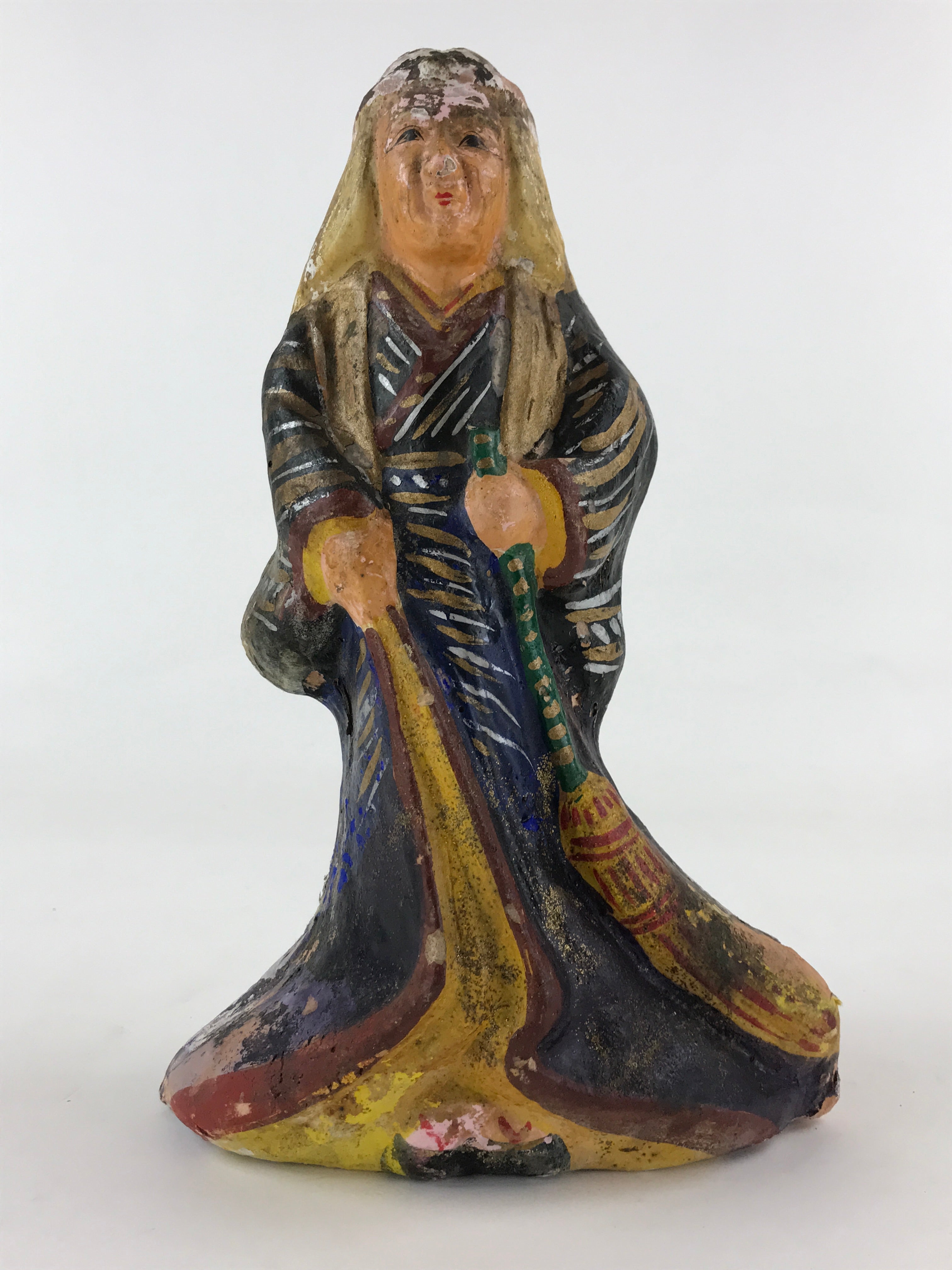 Japanese Clay Doll Tsuchi-Ningyo Vtg Traditional Handicraft Statue Takasago BD89