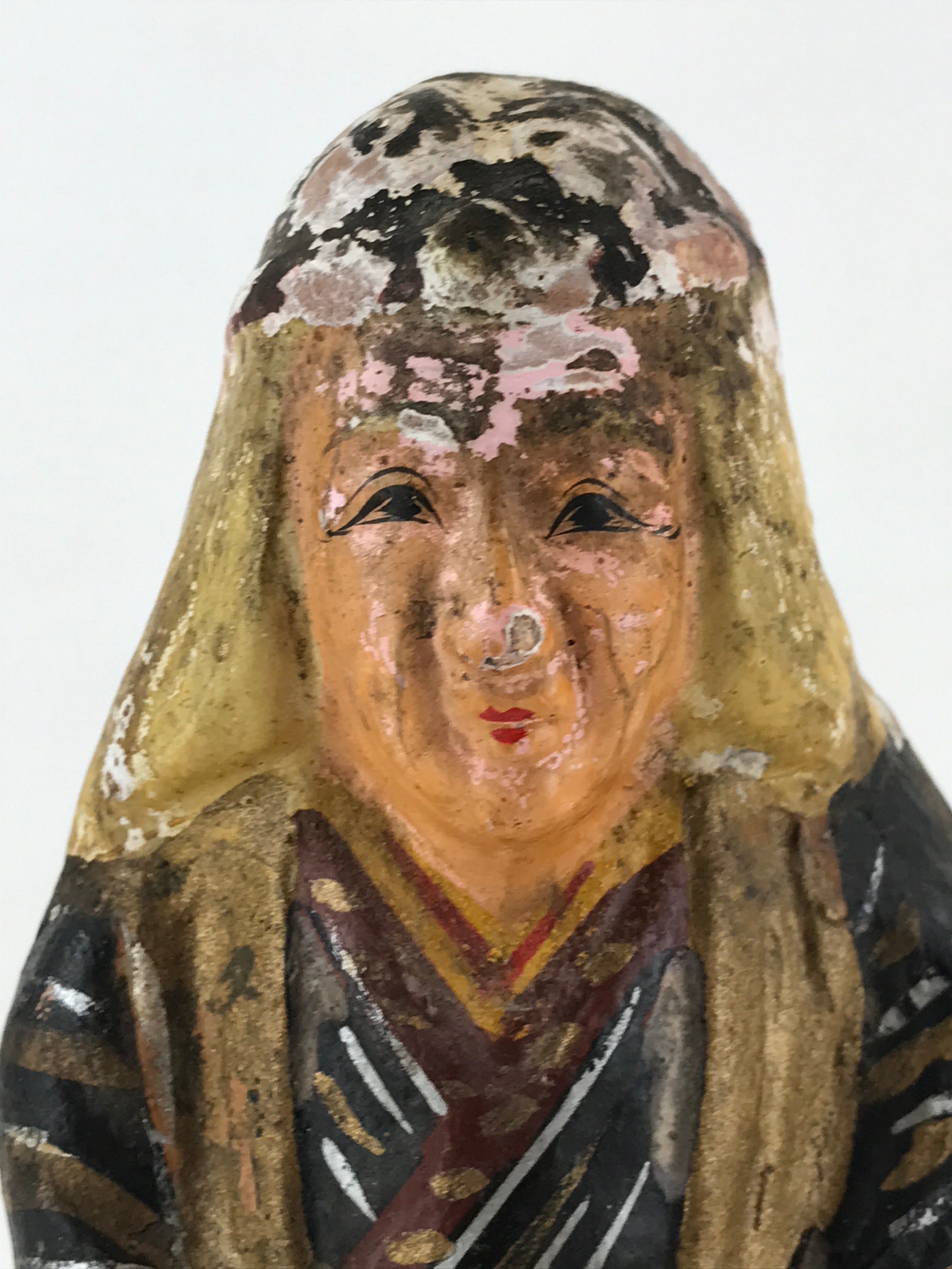Japanese Clay Doll Tsuchi-Ningyo Vtg Traditional Handicraft Statue Takasago BD89