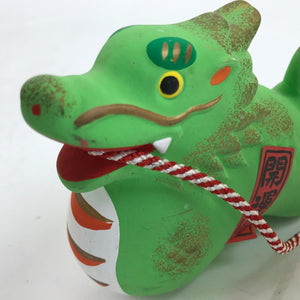 Japanese Clay Dragon Zodiac Doll Figurine Vtg Yakushigama Decoration Green BD999