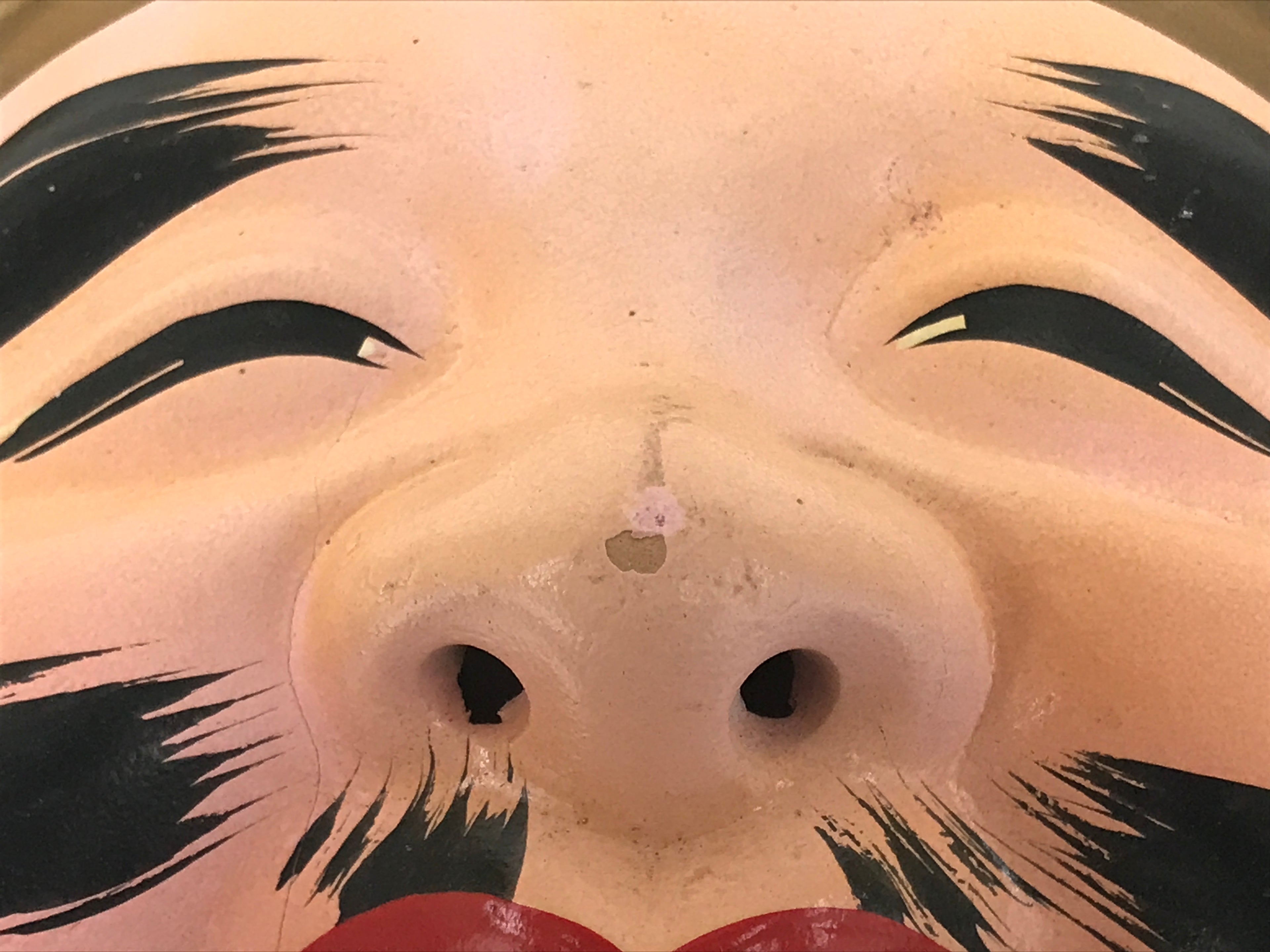Japanese Clay Ebisu Mask Seven Lucky Gods Vtg Good Fortune Wall Decoration OM86